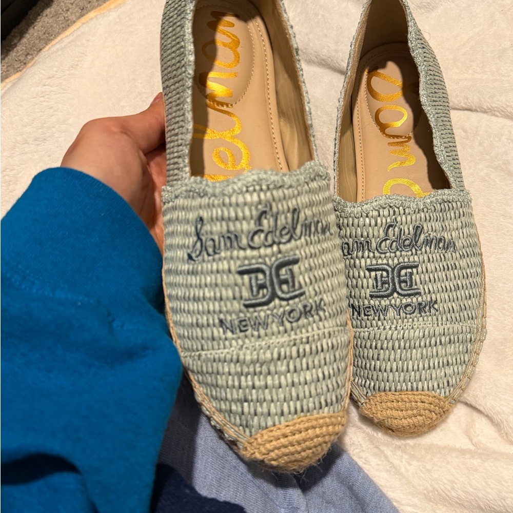 Sam Edelman Woven Gray and Tan Espadrilles